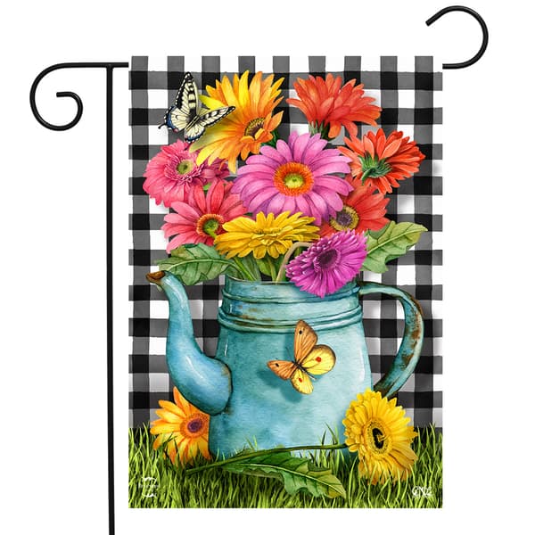 Briarwood Lane Gerber Daisy Watering Can Garden Flag - image 
