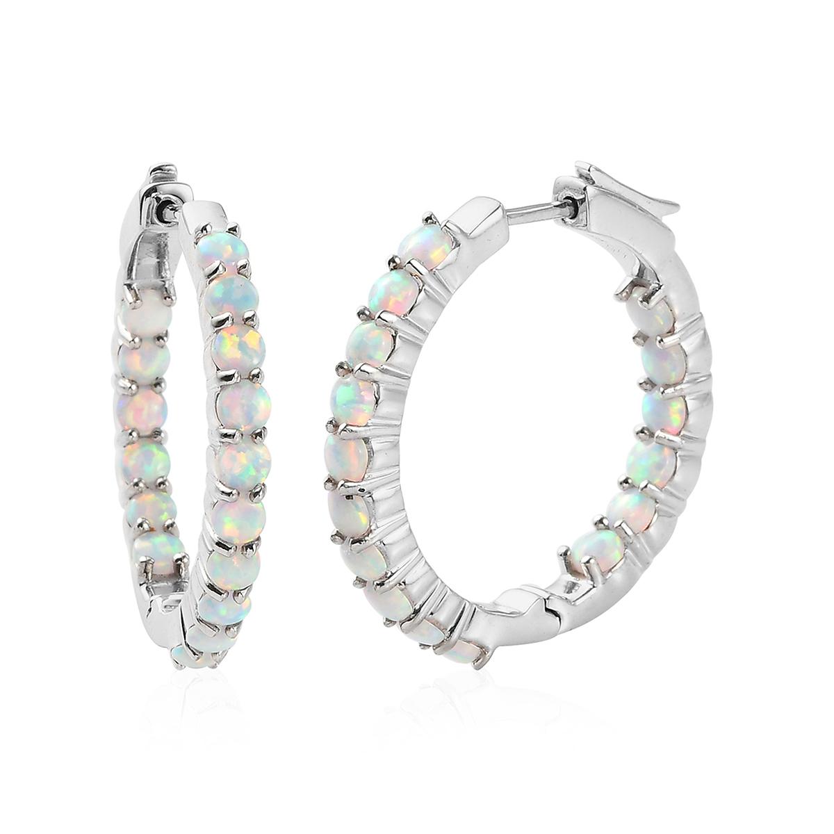 Gemstone Classics™ Created Opal In Out Hoop Earrings