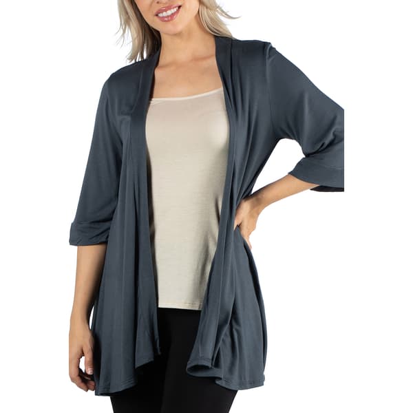 Womens 24/7 Comfort Apparel Elbow Length Open Front Cardigan