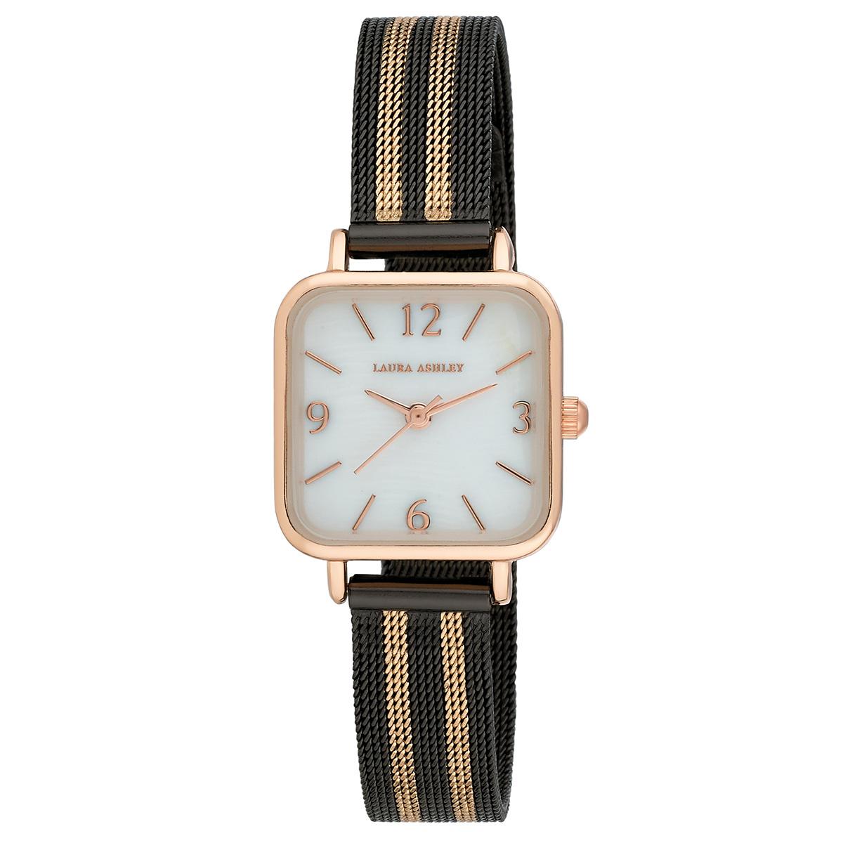 Womens Laura Ashley® Black Stripe Mesh Band/White...