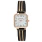 Womens Laura Ashley(R) Black Stripe Mesh Band/White Watch-LA2062BK - image 1