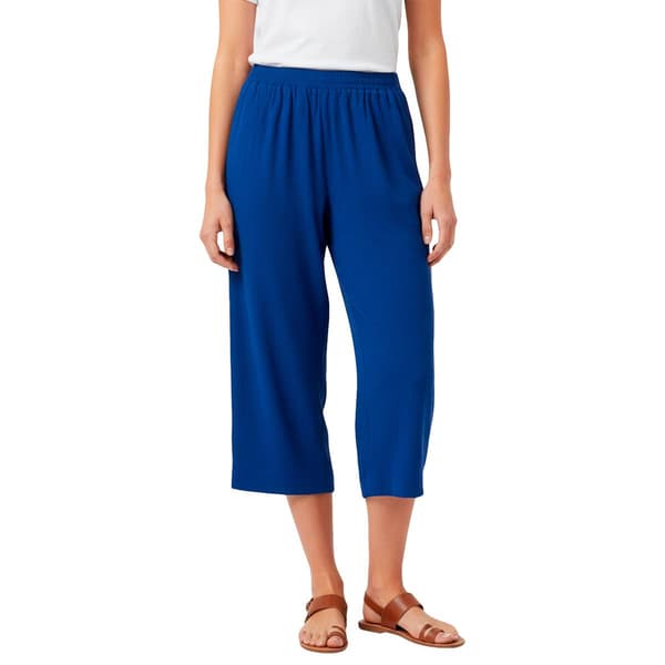 Petite AK Anne Klein Pull On Side Seam Textured Cropped Pants