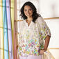 Plus Size Zac & Rachel 3/4 Sleeve Watercolor Floral Border Blouse - image 1