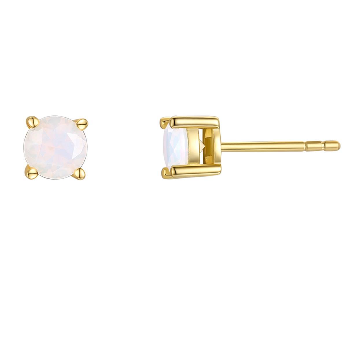 October Birthstone Simulated Opal 6mm Stud Earrings