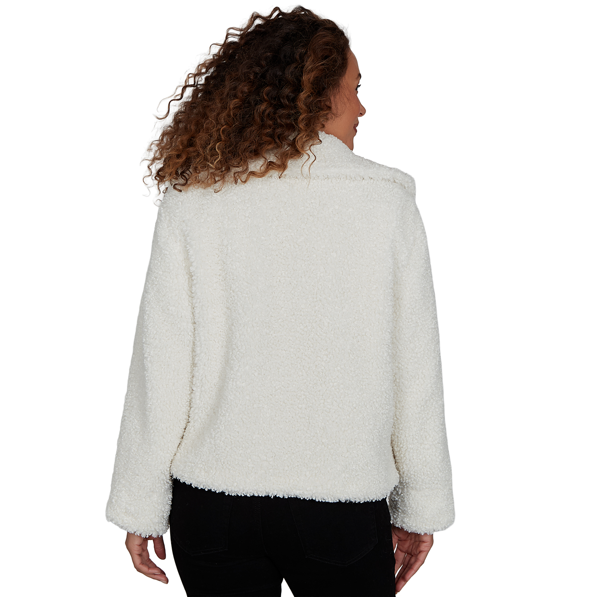 Womens Skye’s the Limit Icy Blue Sparkle Sherpa Jacket