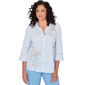 Petites Alfred Dunner St. Augustine Striped Floral Embroidered B - image 1