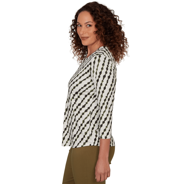 Womens Emaline Key Items 3/4 Sleeve Abstract Stripe Blouse