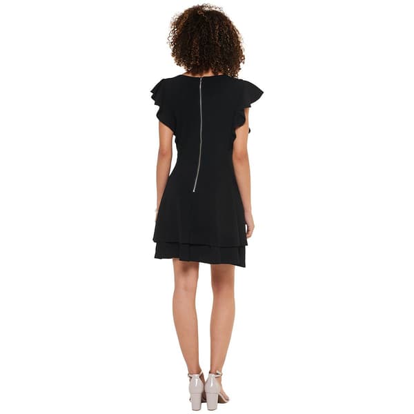 Juniors Crystal Doll Flutter Sleeve Double Tier Skater Dress