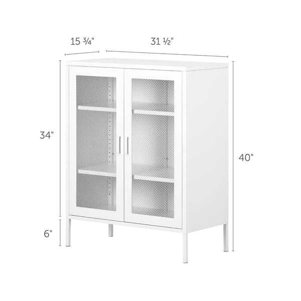 South Shore Eddison Pure White Mesh 2-Door Storage Cabinet