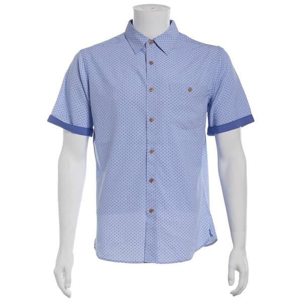 Mens Campia Short Sleeve Poly Spandex Button Down Shirt - Blue - image 