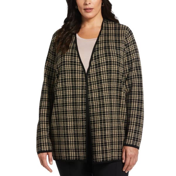 Plus Size Rafaella&#40;R&#41; Long Sleeve Plaid Flyaway Cardigan