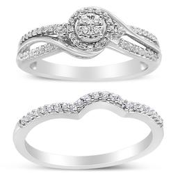 Haus of Brilliance Silver 1/3ctw. Diamond Bypass Bridal Set