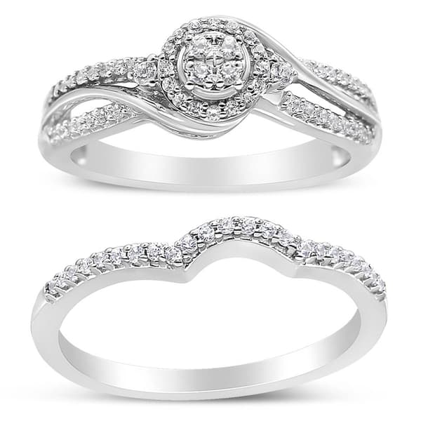 Haus of Brilliance Silver 1/3ctw. Diamond Bypass Bridal Set - image 