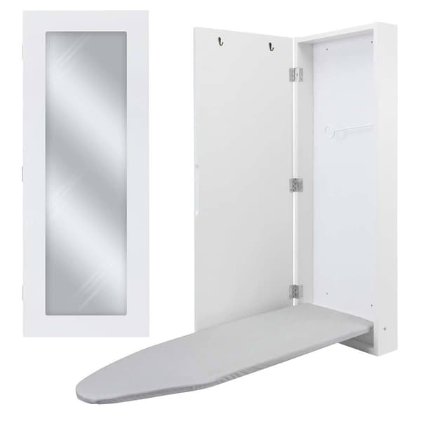 Ivation Wall Mounted Left Side Door Ironing Board w/ Mirror