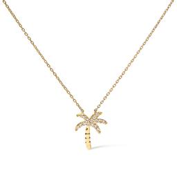 Haus of Brilliance 10kt. Gold 1/10ctw. Diamond Palm Tree Pendant