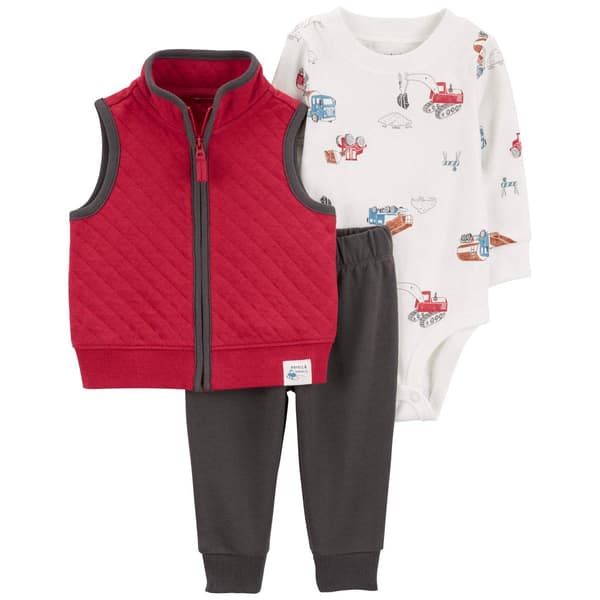 Baby Boy &#40;3-24M&#41; Carters&#40;R&#41; 3pc. Quilted Vest & Construction Set