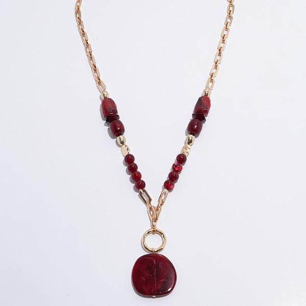 Ashley Cooper(tm) Dark Berry Bead Link & Marbled Medallion Pendant - image 