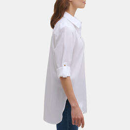 Womens Calvin Klein Elbow Sleeve Non-Iron Button Down Tunic