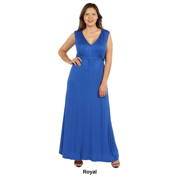 Plus Size 24/7 Comfort Apparel Slimming Empire Waist Maxi Dress
