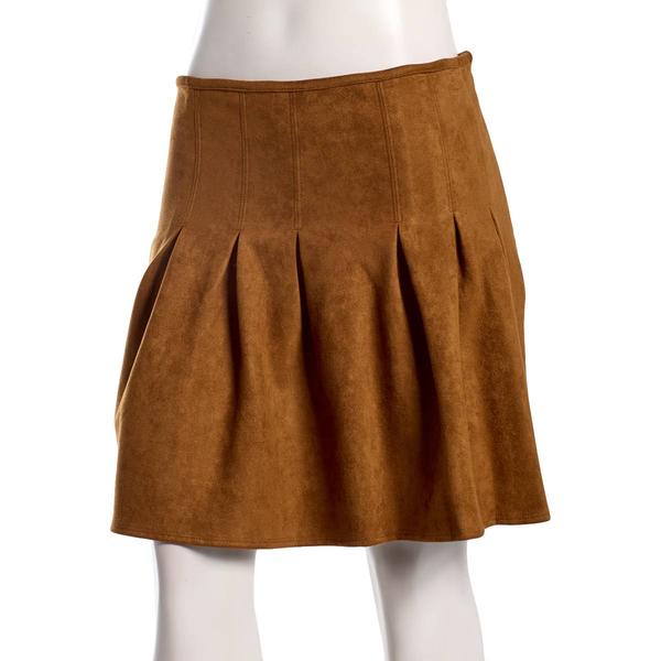 Juniors A. Byer Suede Pleated Mini Skirt