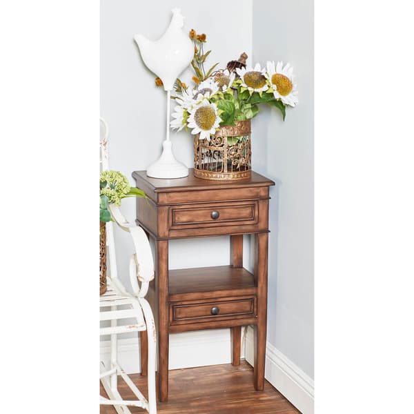 9th & Pike® Brown Pine Traditional Accent Table