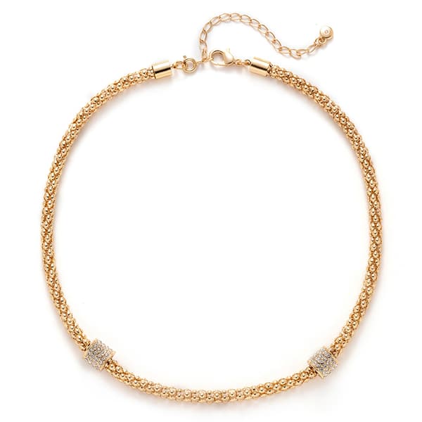 Wearable Art Gold-Tone Popcorn Necklace w/ Beads - image 