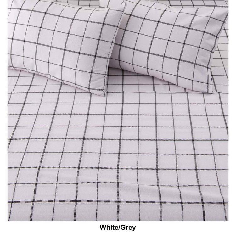 Freshfolds Turkish Cotton Blue Windowpane Flannel 4pc. Sheet Set