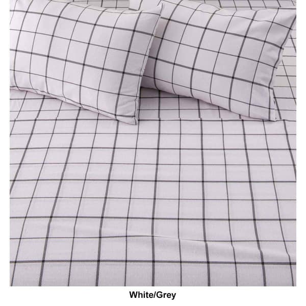 Freshfolds Turkish Cotton Blue Windowpane Flannel 4pc. Sheet Set