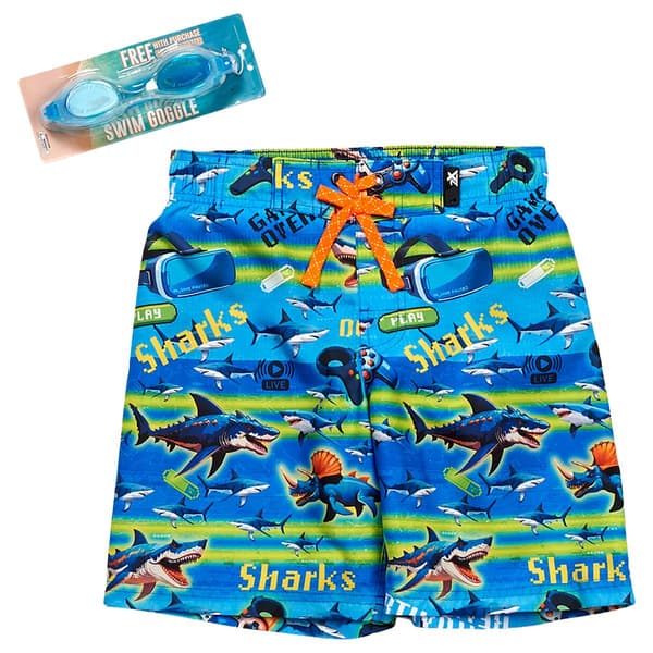 Boys (8-20) ZeroXposur Gamer Board Shorts & Goggles - image 