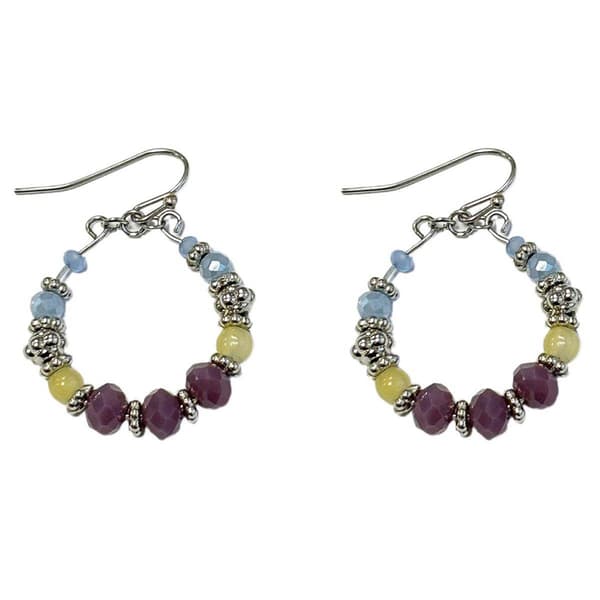 Ashley Cooper&#40;tm&#41; Silver-Tone Multi Color Beaded Hoop Earrings - image 