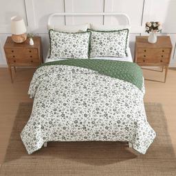Laura Ashley Miranda Cotton Reversible Quilt Set