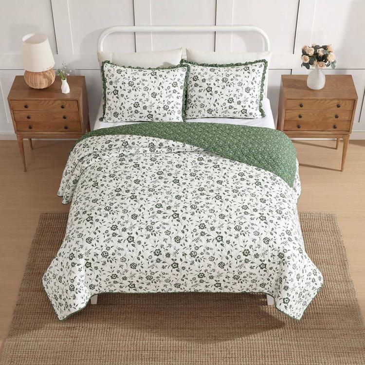 Laura Ashley Miranda Cotton Reversible Quilt Set