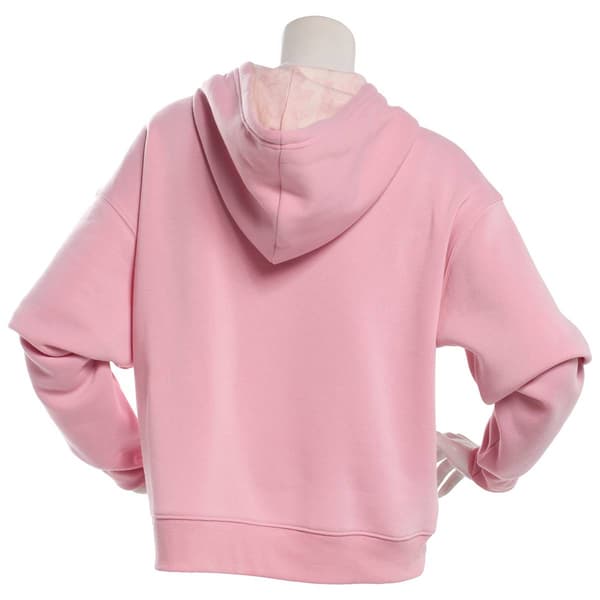 Juniors No Comment Fleece Leaf Lined Hoodie - Pink