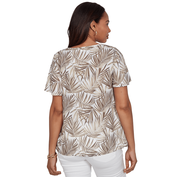 Petites Emaline Verde Grove Ii Printed Short Flare Sleeve Split - image 