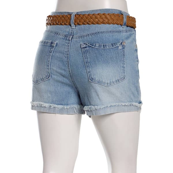 Juniors Wallflower Fearless Curvy Belted High Rise Shorts