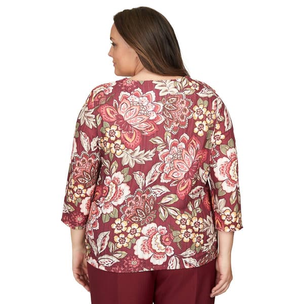 Plus Size Alfred Dunner Mulberry Street Jacobean Floral Blouse