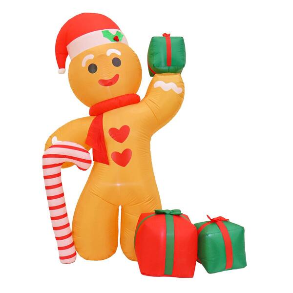 National Tree 8ft. Inflatable Gingerbread Man w/ 6 LED Lights - image 