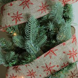 Northlight Red & Beige Star Wired Christmas Craft Ribbon