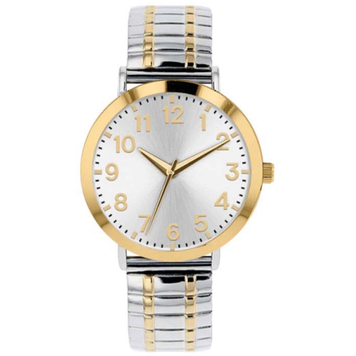 Mens Silver-Tone Sunray Dial Analog-Quartz Watch -...