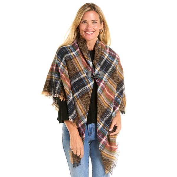 Womens Modena Woven Plaid Square Cape - image 