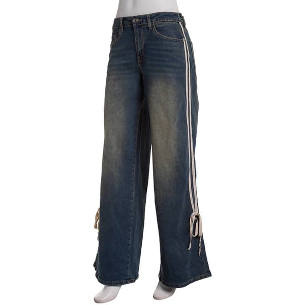 Juniors Madden Girl 90''s Fit Wide Leg Pants with Side Stripes