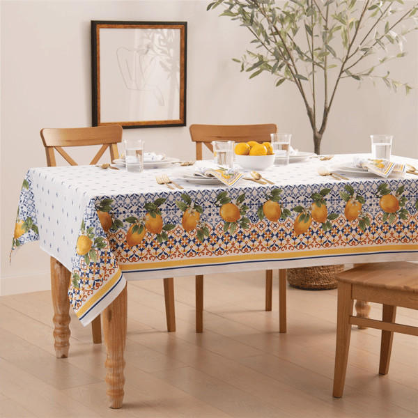 Threadmade Capri Lemon Double Border Tablecloth