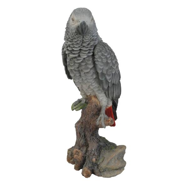 Hi-Line Gift Gabon Parrot On Stump Garden Statue