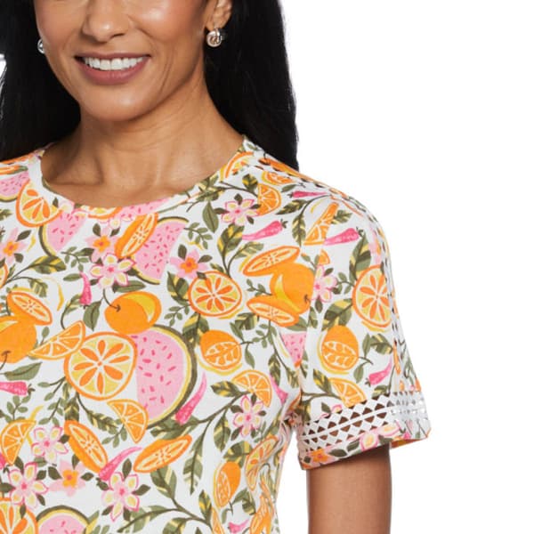 Womens Rafaella&#174; Fruit Dot Lace Trim Tee