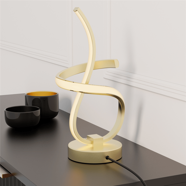 Infibrite Golden 16in. Swirl Touch Dimming LED Table Lamp