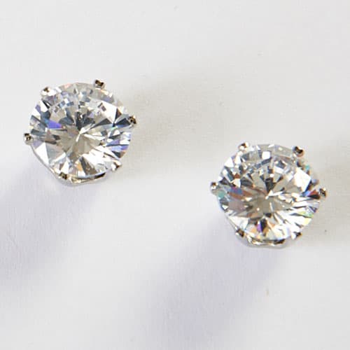 Round Clear Cubic Zirconia Post Earrings in Silver - image 