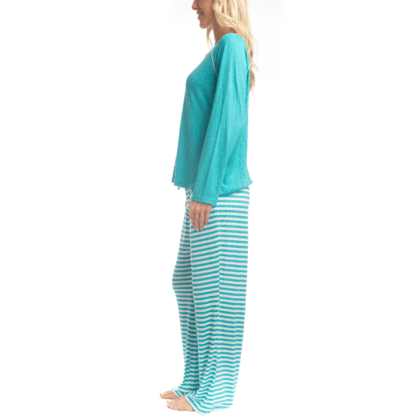 Womens Goodnight Kiss Cherry & Merry Stripe Henley Pajama Set