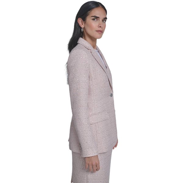 Womens Calvin Klein Long Sleeve One Button Sparkle Blazer