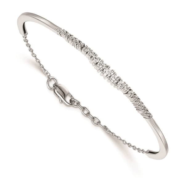 Pure Fire 14kt. White Gold Lab Grown Diamond Graduated Bangle - image 