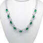 Silver Plated Lab Emerald Oval Cubic Zirconia Necklace - image 1
